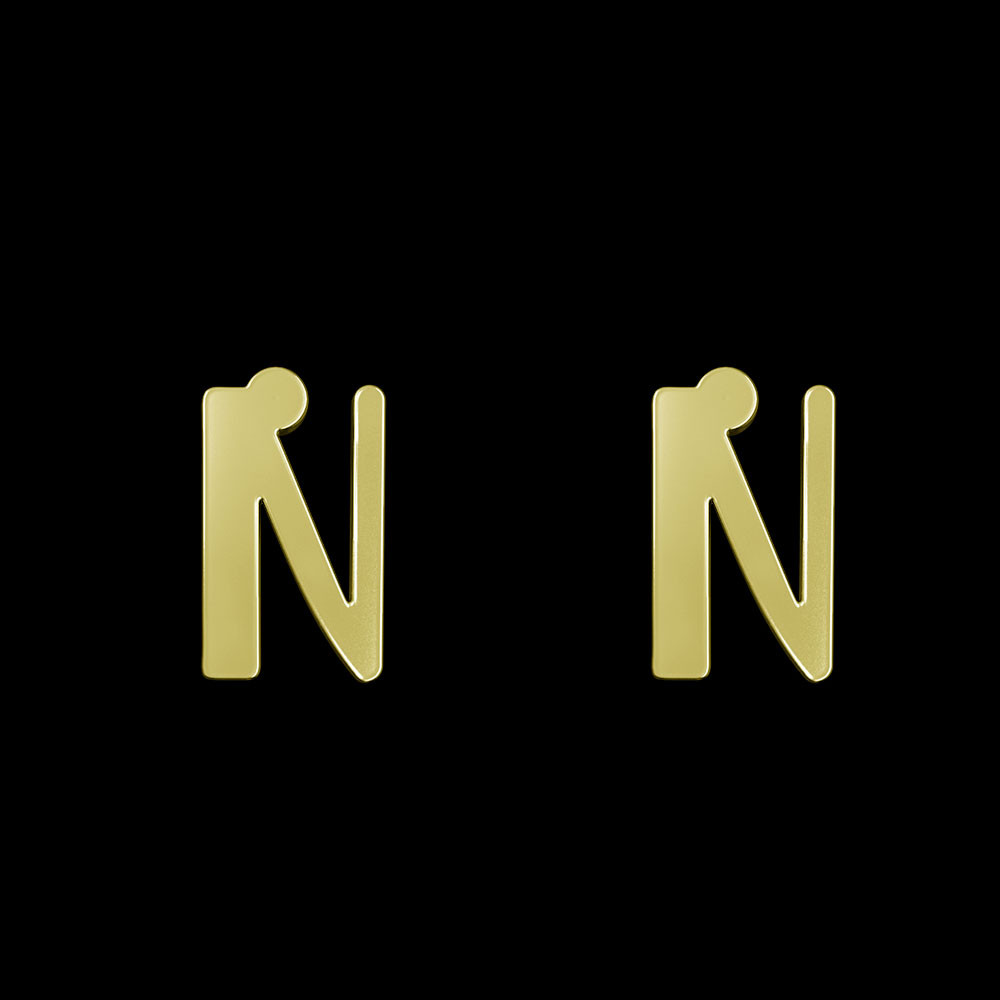 گوشواره طلا 18 عیار زنانه مدوپد مدل حرف N کد GA1-16900