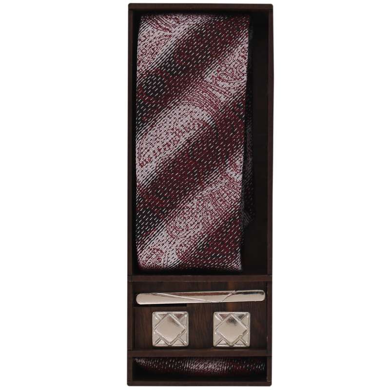 ست کراوات و دستمال جیب و گیره و دکمه سردست مردانه مدل PJ-107379