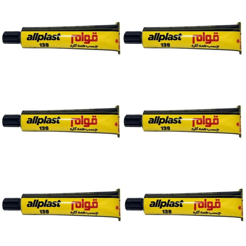 چسب‌ همه کاره قوام مدل Allplast کد 139 بسته 6 عددی حجم 50 میلی لیتر