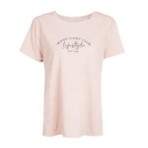 تی شرت آستین کوتاه زنانه جوتی جینز مدل یقه گرد کد 1551250 رنگ صورتی روشن