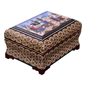 جعبه جواهرات خاتم کاری مدل بغل کاس طرح چوگان سوار کد BK-SK14
