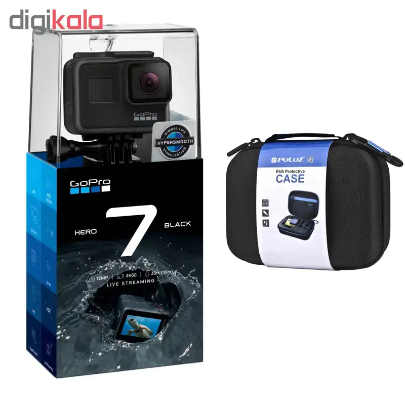 دوربین فیلم برداری ورزشی گوپرو مدل HERO 7 Black همراه با کیف پلوز