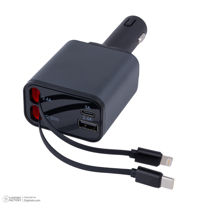 شارژر فندکی 30 وات دو پورت گرین لاین مدل GNRCC50WBK 