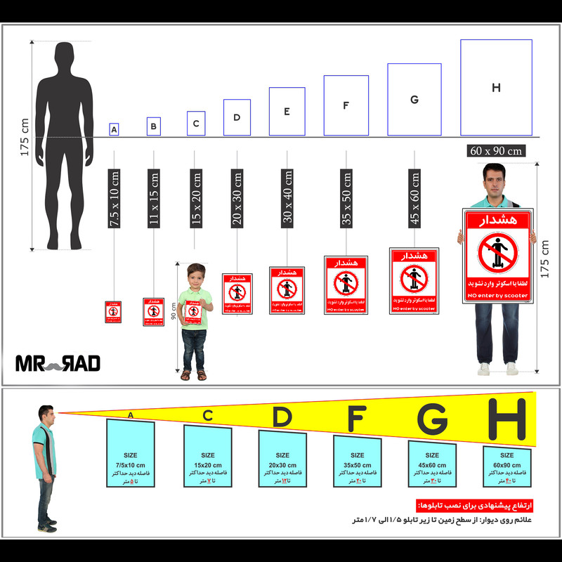 برچسب ایمنی مستر راد طرح هشدار لطفا با اسکوتر وارد نشوید مدل HSE-OSHA-0989