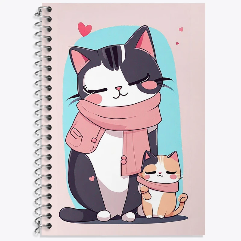 دفتر زبان 50 برگ خندالو مدل دو خط طرح گربه کیوت کد N1932