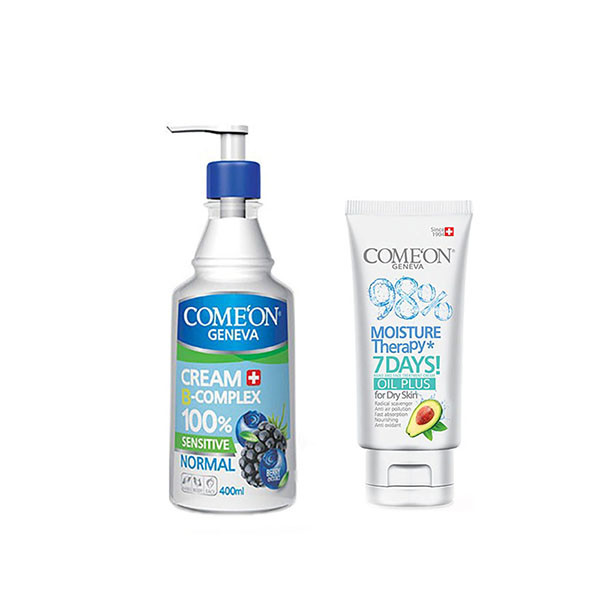 کرم مرطوب کننده کامان مدل  Normal B complex حجم 400 میلی لیتر به همراه کرم کامان مدل Oil Plus حجم 75 میلی لیتر