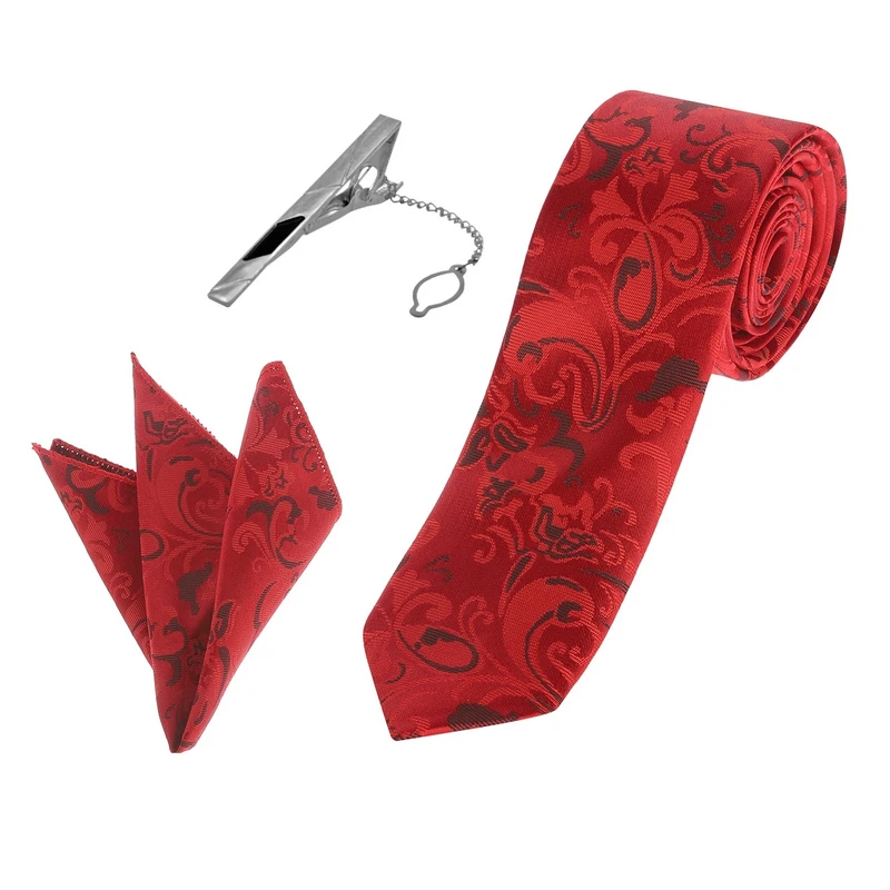 ست کراوات و دستمال جیب و گیره کراوات مردانه کد 19