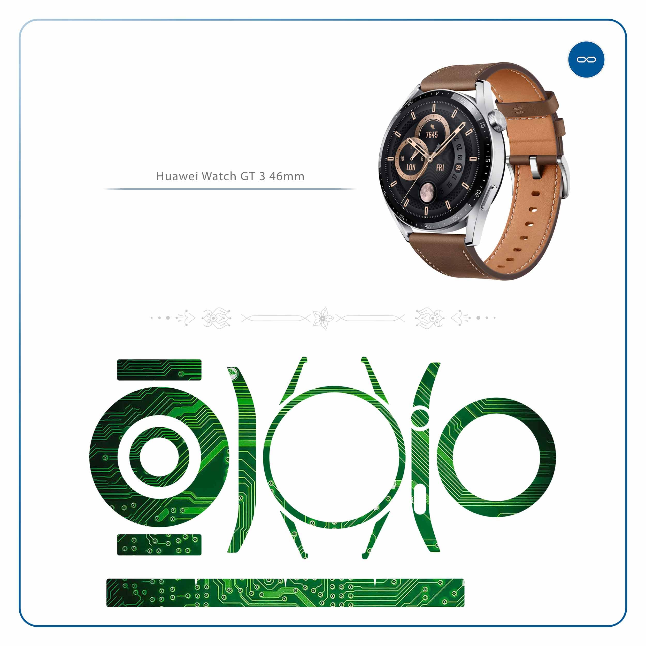 برچسب ماهوت طرح Green-Printed-Circuit-Board مناسب برای ساعت هوشمند هوآوی Watch GT 3 46mm