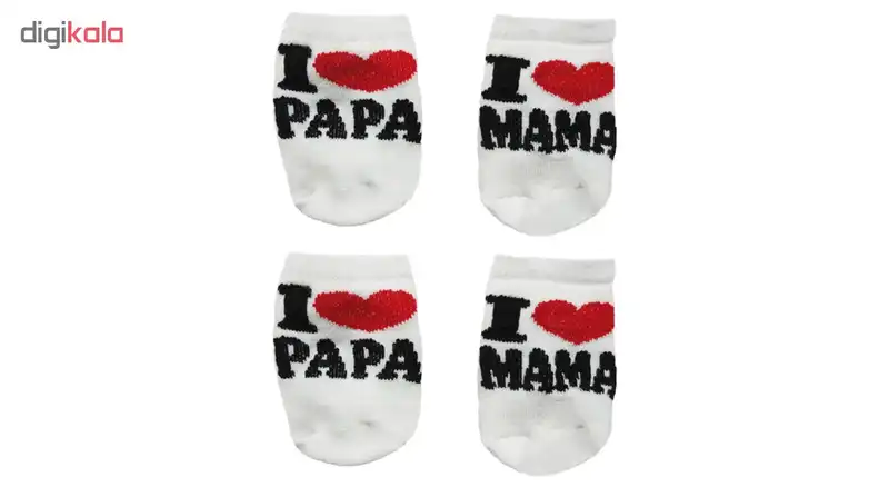 جوراب نوزادی مدل love بسته 2 عددی