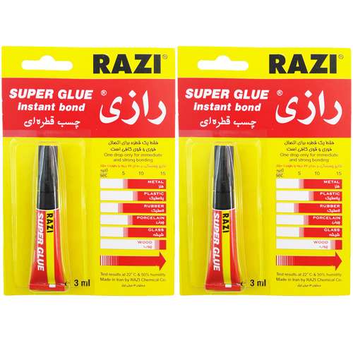 چسب قطره ای رازی مدل Super Glue حجم 3 میلی لیتر بسته 2 عددی