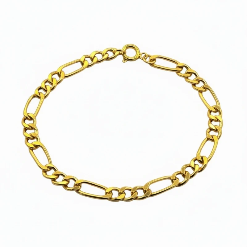 دستبند زنجیری طلا 18 عیار زنانه طلای کامک مدل فیگارو