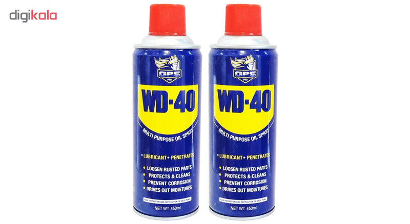 اسپری روان کننده و زنگ بر جی پی اس گل پخش مدل WD-40 حجم 450 میلی لیتر بسته 2 عددی