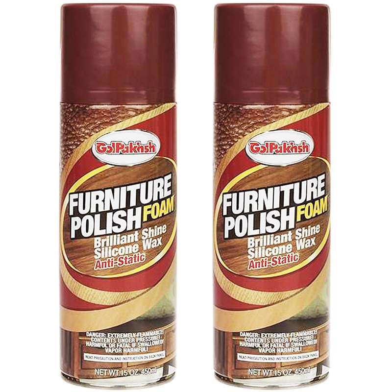 اسپری فوم براق کننده و پاک کننده چوب و مبل گل پخش حجم 450 میلی‌ لیتری بسته 2 عددی