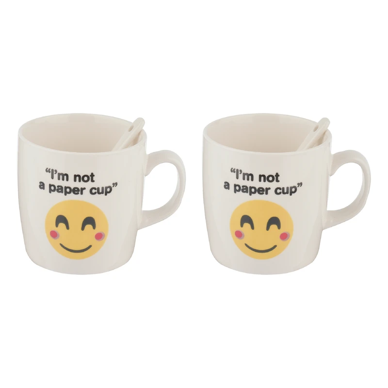 ماگ مدل ایموجی بسته دو عددی به همراه قاشق