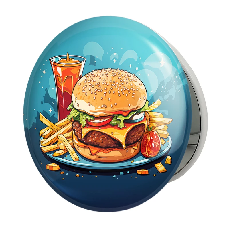 آینه جیبی خندالو طرح فست فود (Fast Food) مدل تاشو کد 36566