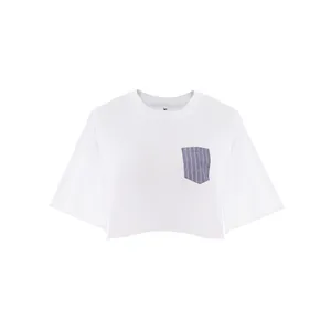 کراپ‌تاپ آستین کوتاه زنانه بنیس مدل ماین رنگ سفید