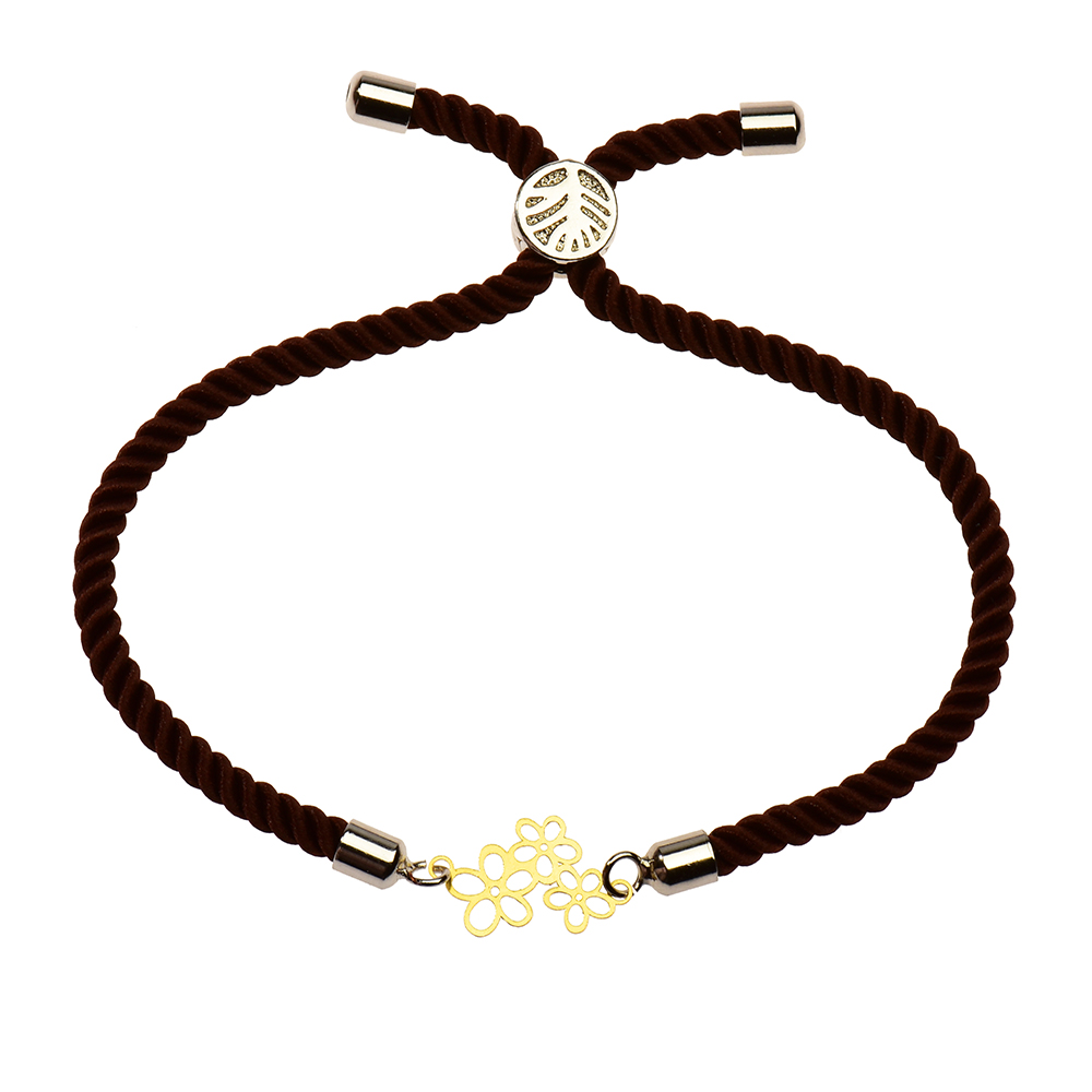 دستبند طلا 18 عیار دخترانه کرابو طرح سه گل مدل Krd1089