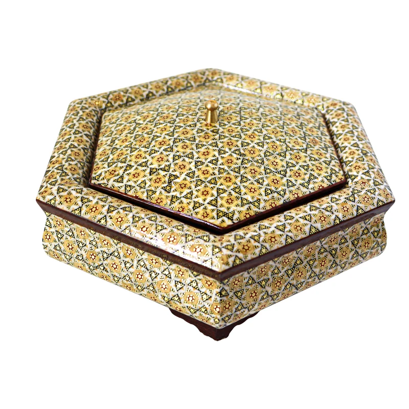 شکلات خوری خاتم کاری مدل 6 ضلعی کد 2110-2f3