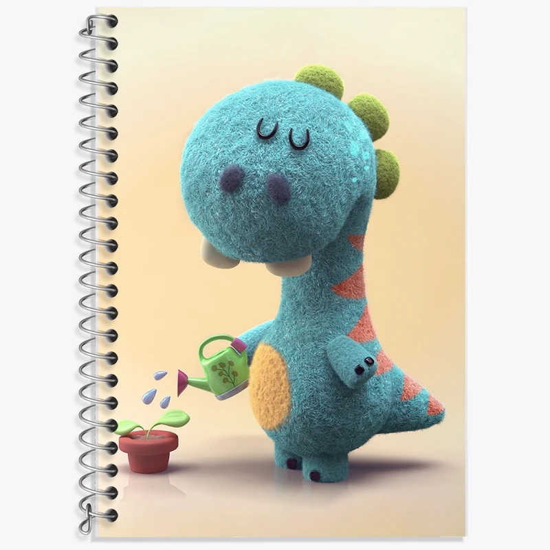 دفتر زبان 50 برگ خندالو مدل سه خط طرح دایناسور بامزه کد F346