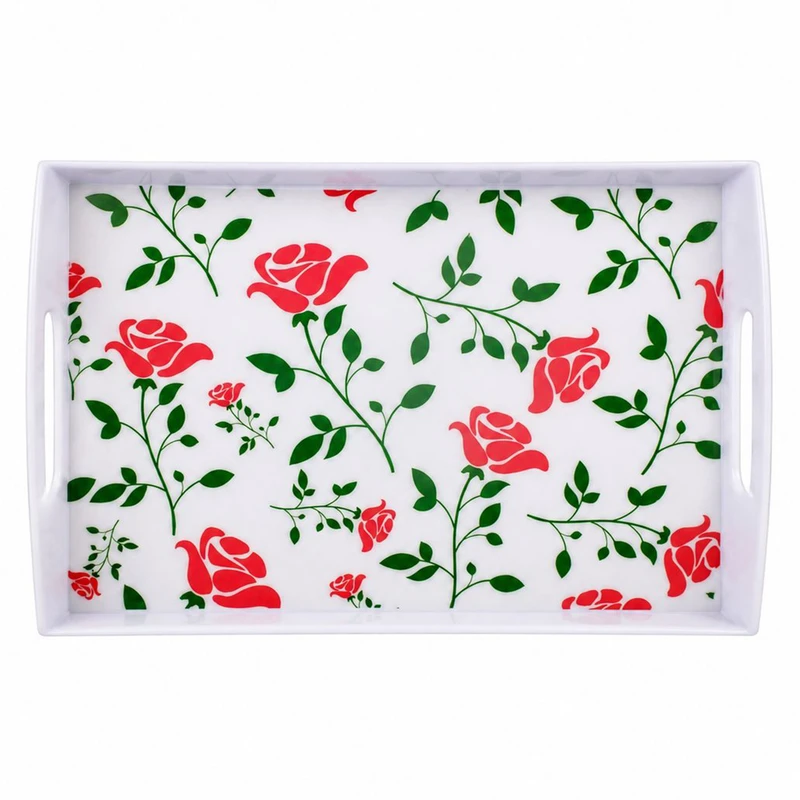 سینی دسته دار مهروز مدل 9991 شاخه گل سایز 20*28 سانتی‌متر