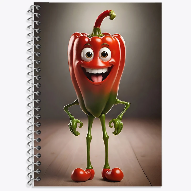 دفتر زبان 50 برگ خندالو مدل دو خط طرح فلفل بامزه کد F7510