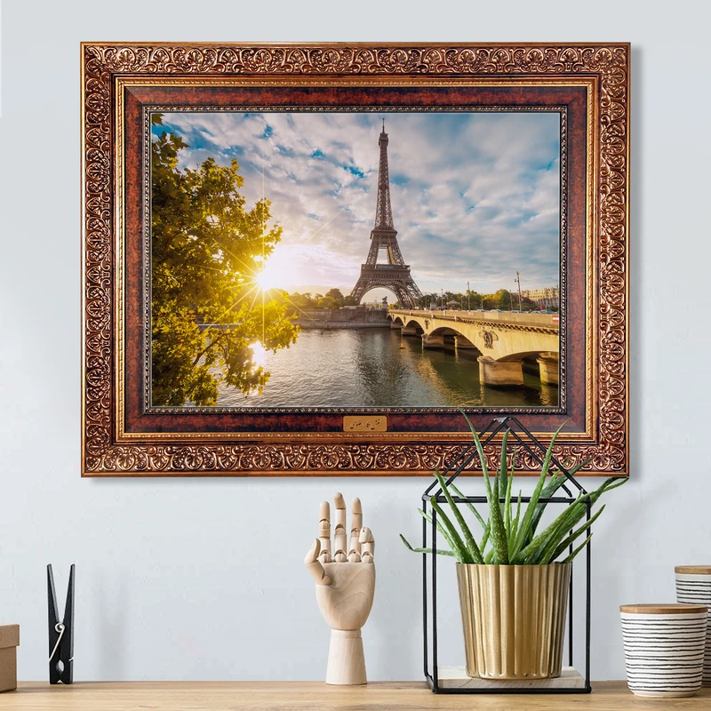 تابلو فرش ماشینی نقش نگار رضوی طرح ایفل کد 5649C 