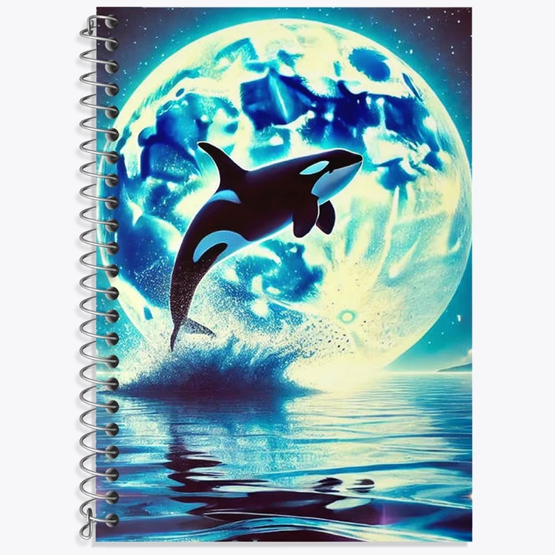 دفتر زبان 50 برگ خندالو مدل سه خط طرح دلفین و ماه کد N1632