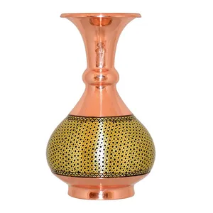 گلدان مس و خاتم شلغمی ارتفاع 15 سانتی متر کد017