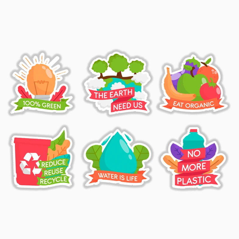 استیکر لپ تاپ و موبایل بووم طرح دوستدار طبیعت کد MR170 مجموعه 6 عددی