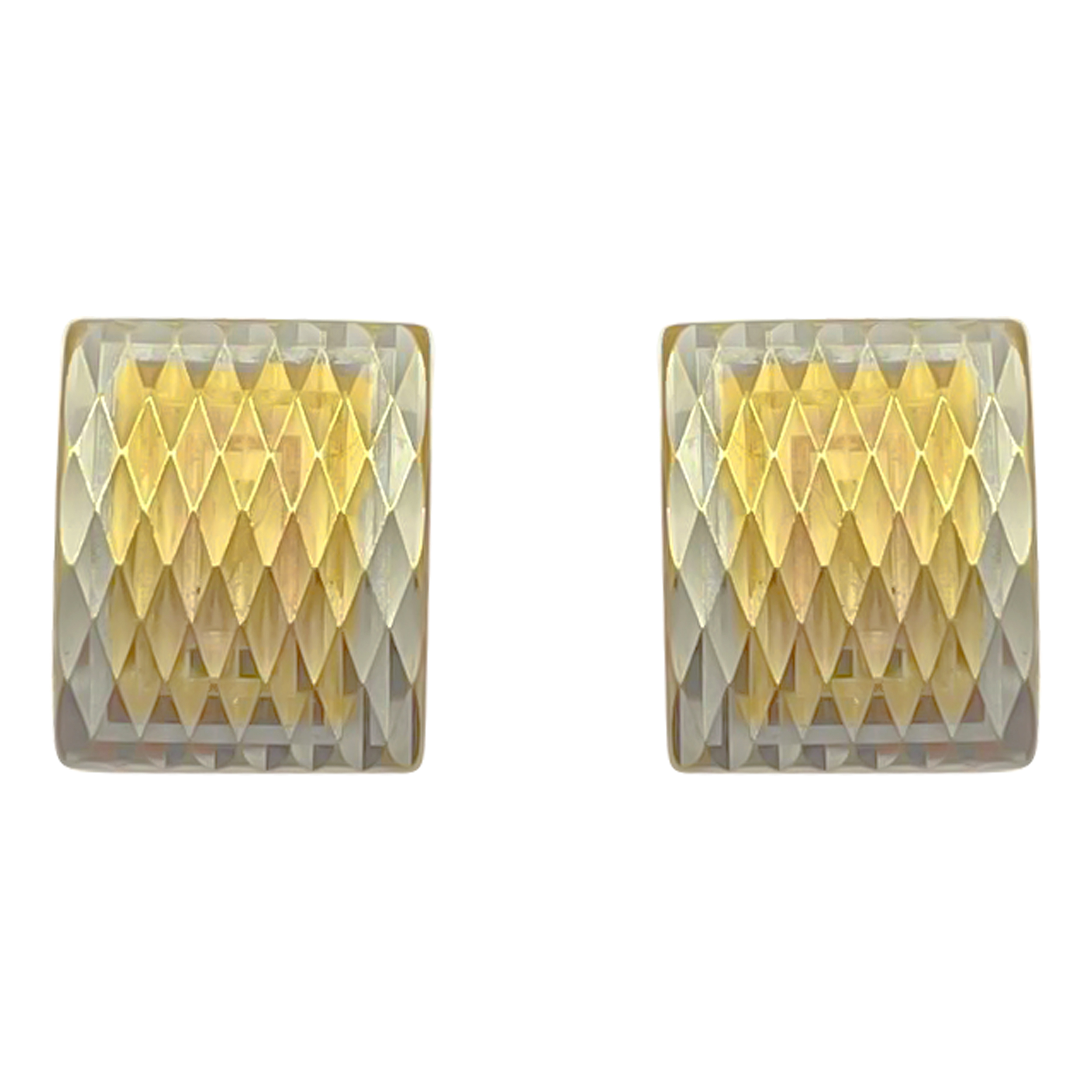 گوشواره طلا 18 عیار زنانه مدل G002 طرح تراش دو رنگ