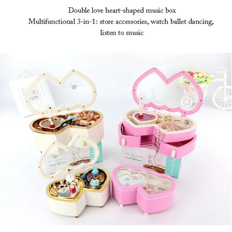 عکس شماره 5 : جعبه موزیکال مدل دو قلب طرح نگهداری جواهرات کد8464817