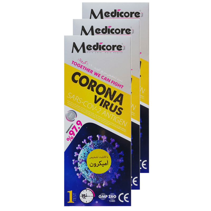تست سریع کرونا مدیکور مدل ANTIGEN بسته 3 عددی