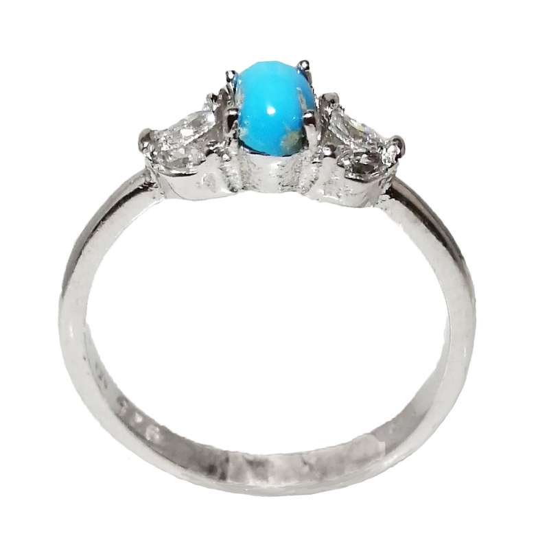 انگشتر نقره زنانه مدل فیروزه نیشابور کد FW3017