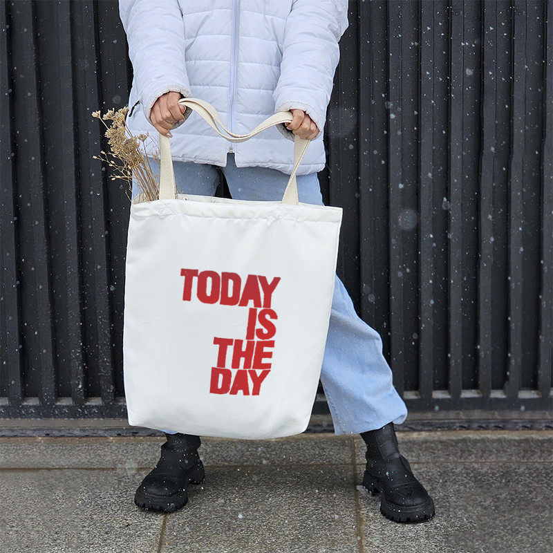 ساک خرید پارچه ای خندالو طرح Today Is The Day مدل توت بگ کد 7366
