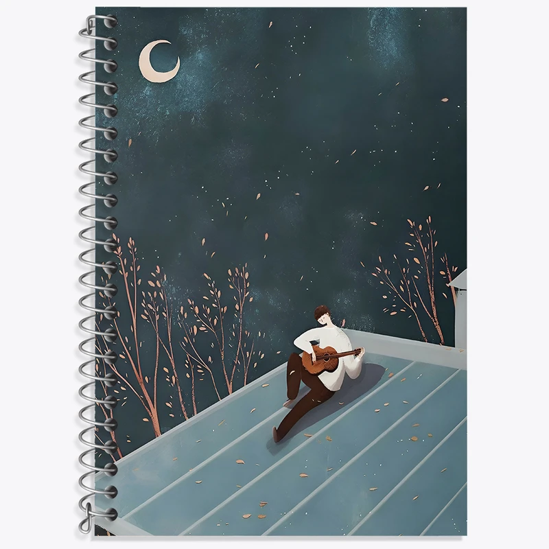 دفتر زبان 50 برگ خندالو مدل سه خط طرح پسر نوازنده کد N3119