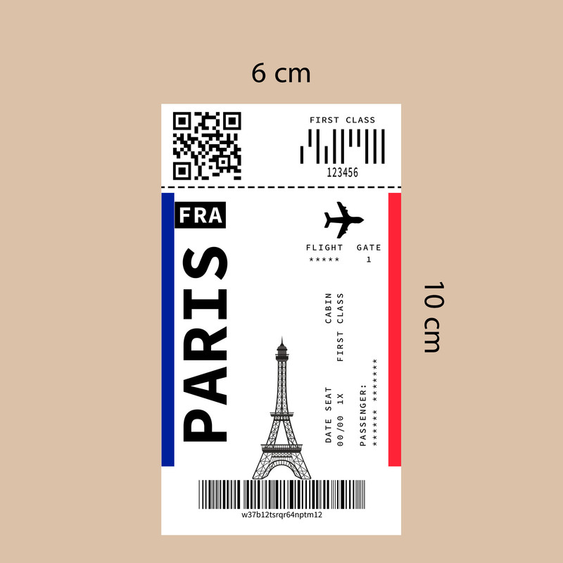 برچسب تزئینی موبایل و تبلت مدل تیکت پاریس- کد PH04