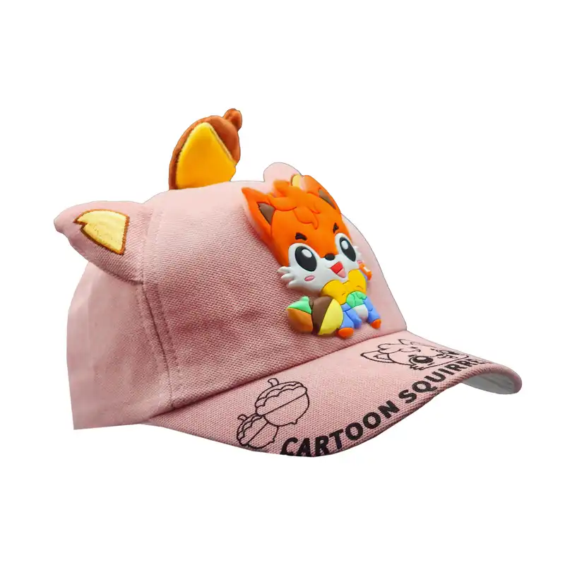 کلاه کپ بچگانه طرح سنجاب رنگ صورتی