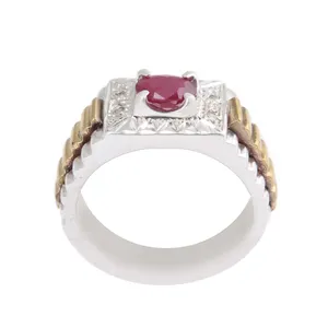 انگشتر نقره مردانه بازرگانی میلادی مدل سنگ یاقوت کد AM_2547