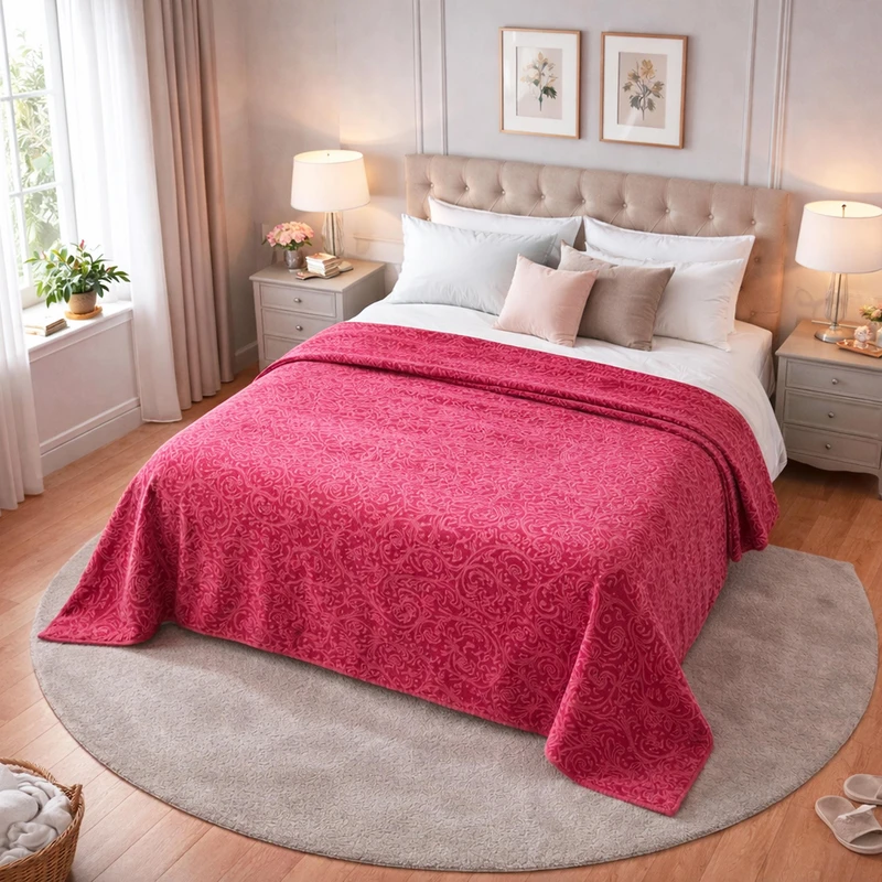 پتو 2 نفر گلبافت مدل گلدار پرسی  سایز 240x220 سانتی‌متر