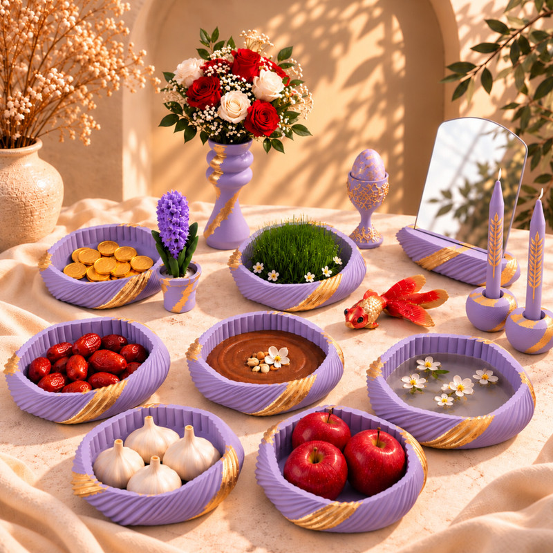 ست هفت سین طرح شیاردار مجموعه 14 عددی