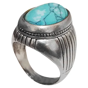 انگشتر نقره مردانه مدل فیروزه تبت FT210260