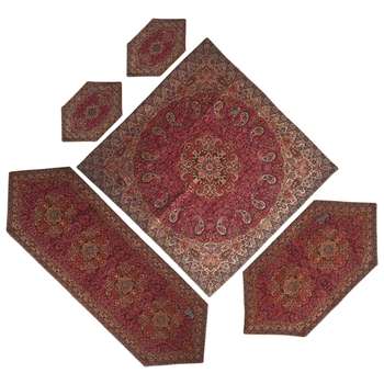 ست 5 تکه رومیزی ترمه سیمرغ یزد کد 7061
