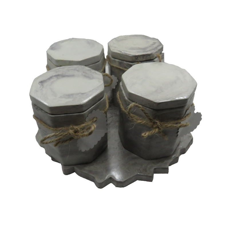 جای ادویه 4 پارچه طرح سنگی کد 667 به همراه سینی جای ادویه 4 پارچه طرح سنگی کد 667 به همراه سینی