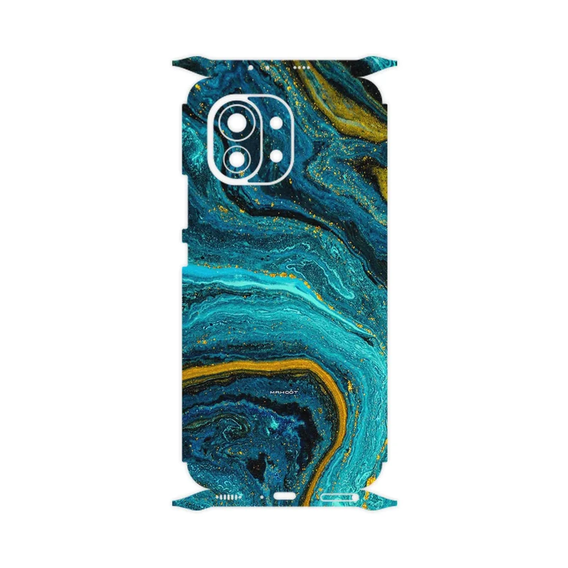 برچسب پوششی ماهوت مدل Turquoise marblewith golden streaks-FullSkin مناسب برای گوشی موبایل شیائومی Mi 11 5G