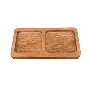 سینی سرو مدل چوبی طرح دو خانه ای مربعی