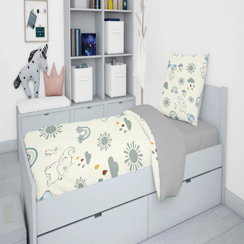 سرویس روتختی مدل فیل و رنگین کمان 4546 یکنفره 5 تکه