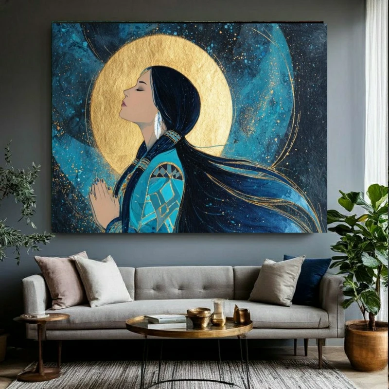 تابلو بوم طرح مخمل دعا و ستایش مدل ماه کامل کد PY464