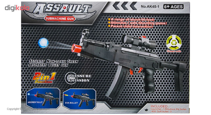تفنگ اسباب بازی مدل ASSAULT SUBMACHINE GUN کد AK45-1