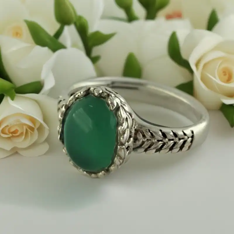 انگشتر نقره زنانه ملک زیور مدل خوشه گندم طرح عقیق کد 93