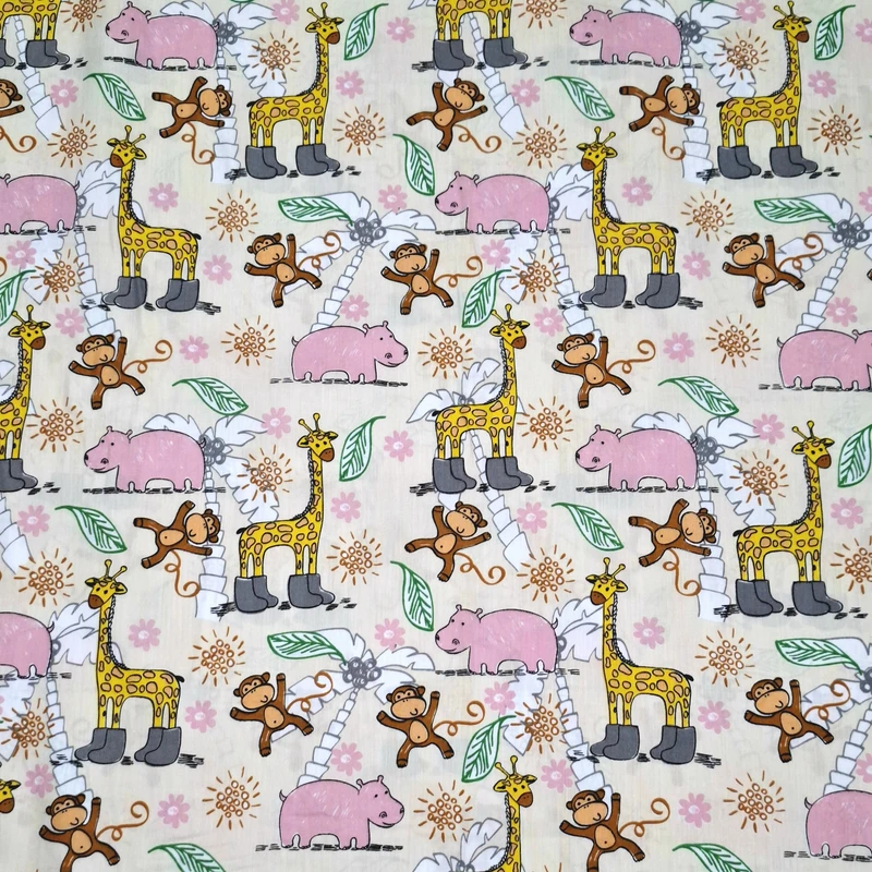 پارچه ملحفه عرض 1.5 متر مدل زرافه چکمه پوش رنگ شیری